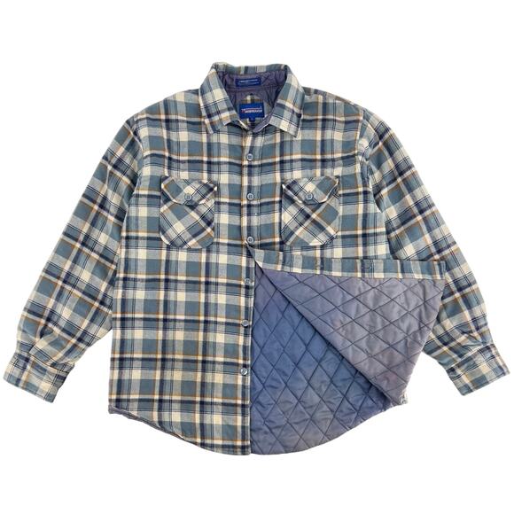 80s quilted plaid flannel shirt shacket 1980s vintage - Picture 1 of 7